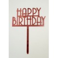 Топпер "Happy birthday” класика рожевий, акриловий пластик, 110*160