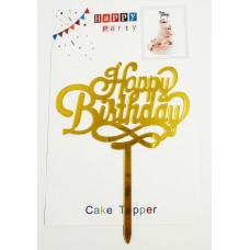 Топпер "Happy birthday” золото вензель, акриловий пластик, 110*160