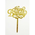 Топпер "Happy birthday” золото вензель, акриловий пластик, 110*160