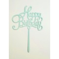 Топпер "Happy birthday” ніжно-блакитний вензель, акриловий пластик, 110*160