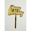 Топпер "Happy birthday” біло-золотий, акриловий пластик, 110*160