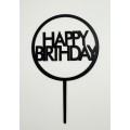 Топпер "Happy birthday” коло чорний, акриловий пластик, 110*160
