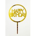 Топпер "Happy birthday” коло золото, акриловий пластик, 110*160