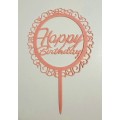 Топпер "Happy birthday” ажур рожевий, акриловий пластик, 110*160