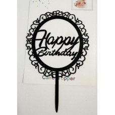 Топпер "Happy birthday” ажур чорний, акриловий пластик, 110*160 Топпер "Happy birthday” ажур чорний, акриловий пластик, 110*160