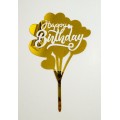 Топпер "Happy birthday” золоті серця, акриловий пластик, 110*160