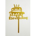Топпер "Happy birthday” тортик, акриловий пластик, 110*160