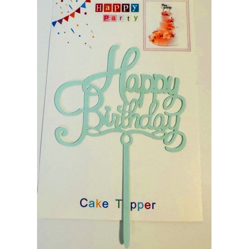 Топпер "Happy birthday” №22 ніжно блакитний, акриловий пластик, 110*160
