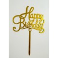Топпер "Happy birthday” №23 золото, акриловий пластик, 110*160