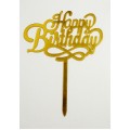 Топпер "Happy birthday” №24 золото, акриловий пластик, 110*160