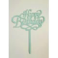 Топпер "Happy birthday” №25 блакитний, акриловий пластик, 110*160