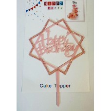 Топпер "Happy birthday” Квадратики, ніжно рожевий зі стразами, акриловий пластик, 110*160 Топпер "Happy birthday” Квадратики, ніжно рожевий зі стразами, акриловий пластик, 110*160