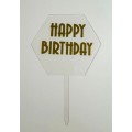 Топпер "Happy birthday” шестигранний прозорий, акриловий пластик, 110*160