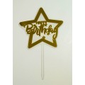 Топпер "Happy birthday” Зірка прозорий, акриловий пластик, 110*160
