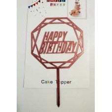 Топпер "Happy birthday” Багатогранний рожевий, акриловий пластик, 110*160