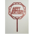 Топпер "Happy birthday” Багатогранний рожевий, акриловий пластик, 110*160