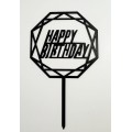 Топпер "Happy birthday” Багатогранний чорний, акриловий пластик, 110*160