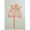 Топпер "Happy birthday” Корона ніжно-рожева, акриловий пластик, 110*160