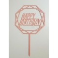 Топпер "Happy birthday” ніжно-рожевий №31, акриловий пластик, 110*160
