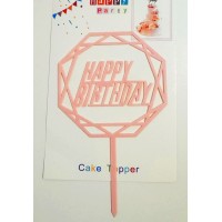 Топпер "Happy birthday” ніжно-рожевий №31, акриловий пластик, 110*160
