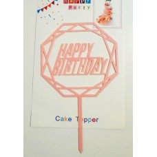 Топпер "Happy birthday” ніжно-рожевий №31, акриловий пластик, 110*160