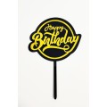Топпер "Happy birthday” чорний, золотий, акриловий пластик, 110*160