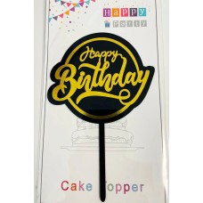 Топпер "Happy birthday” чорний, золотий, акриловий пластик, 110*160