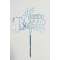 Топпер "Happy birthday” срібний вензель, акриловий пластик, 110*160