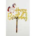 Топпер "Happy birthday” Єдиноріжка №9, акриловий пластик, 110*160