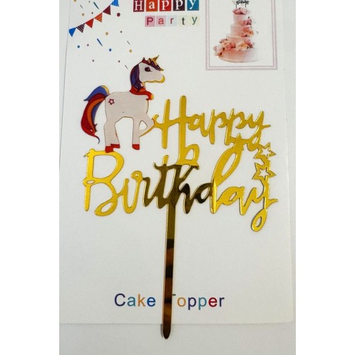 Топпер "Happy birthday” Єдиноріжка №9, акриловий пластик, 110*160