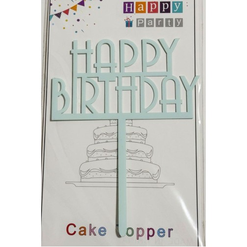 Топпер "Happy birthday” блакитний №161, акриловий пластик, 110*160