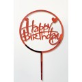 Топпер "Happy birthday” рожевий сердечки №164, акриловий пластик, 110*160