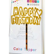 Топпер "Happy birthday” золотий №165, акриловий пластик, 110*160