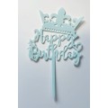 Топпер "Happy birthday” Корона блакитна, акриловий пластик, 110*160