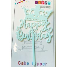 Топпер "Happy birthday” Корона блакитна, акриловий пластик, 110*160