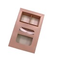 Коробка для 4 цукерок з бортиком з захисним лаком, кольору пудри, 110*110*30