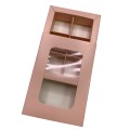 Коробка для 6 цукерок з бортиком з захисним лаком, кольору пудри, 151*108*30