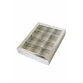 Коробка для 12 цукерок з бортиком, з срібною ламінацією, 195*150*30