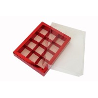 Коробка для 12 цукерок з бортиком червона, 195*150*30