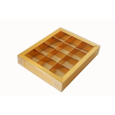 Коробка для 12 цукерок з бортиком, з золотою ламінацією, 195*150*30