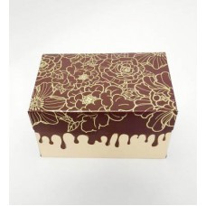 Box for 2 cupcakes, muffins "Chocolate flowers", embossed "gold" 160*110*85