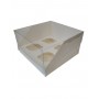 Коробка "Акваріум" на 4 капкейки біла, 200*200*110