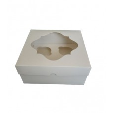 Box for 4 cupcakes "White" with a figured window, 200*200*90