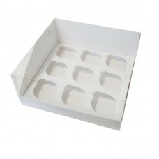 Box "Aquarium" for 9 cupcakes white, 250*240*110