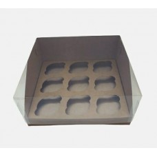 Box "Aquarium" for 9 Kraft cupcakes, 250*240*110