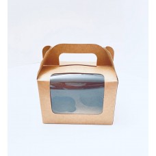 Box for 2 cupcakes, kraft, window with transparent film, 160*110*110