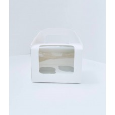 Box for 2 cupcakes, white, window with transparent film, 160*110*110