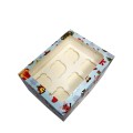 Коробка на 6 капкейків "Новорічна" блакитна з віконцем, 240*180*90