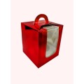 Коробка на 1 капкейк червона з віконцем, 110*90*90