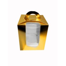 Коробка на 1 капкейк золота з віконцем, 110*90*90